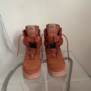 Women Nike Air SF AF1 Dusty Pink High Top Sneakers